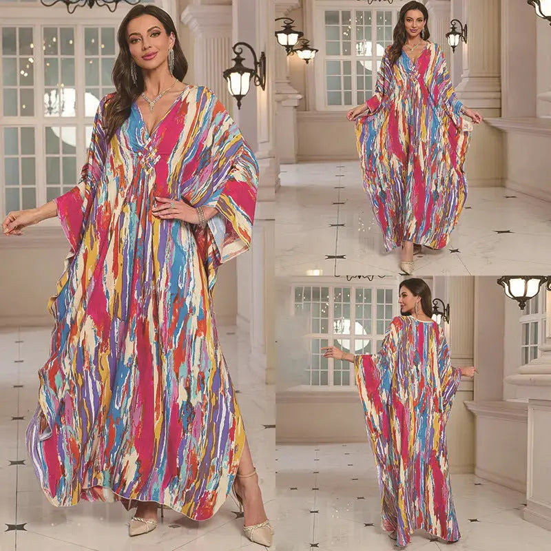 Cotton Printed Vacation Beach Long Dress for Women, Loose Long Dress, Bikini Cover-Up, Sun Protection Clothing My Store