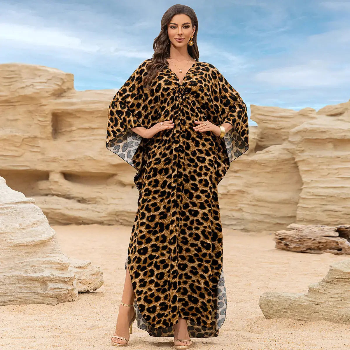 Cotton Printed Vacation Beach Long Dress for Women, Loose Long Dress, Bikini Cover-Up, Sun Protection Clothing My Store