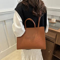 Embossed Letter Large Capacity Retro Shoulder Tote Bag My Store