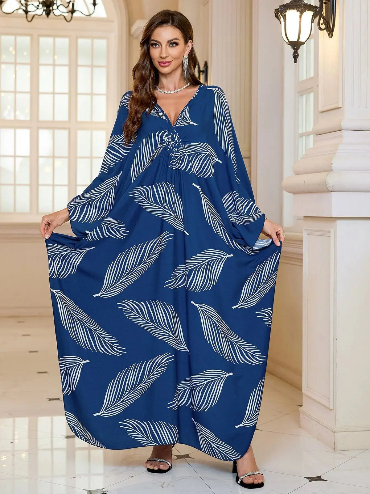 Cotton Printed Vacation Beach Long Dress for Women, Loose Long Dress, Bikini Cover-Up, Sun Protection Clothing My Store