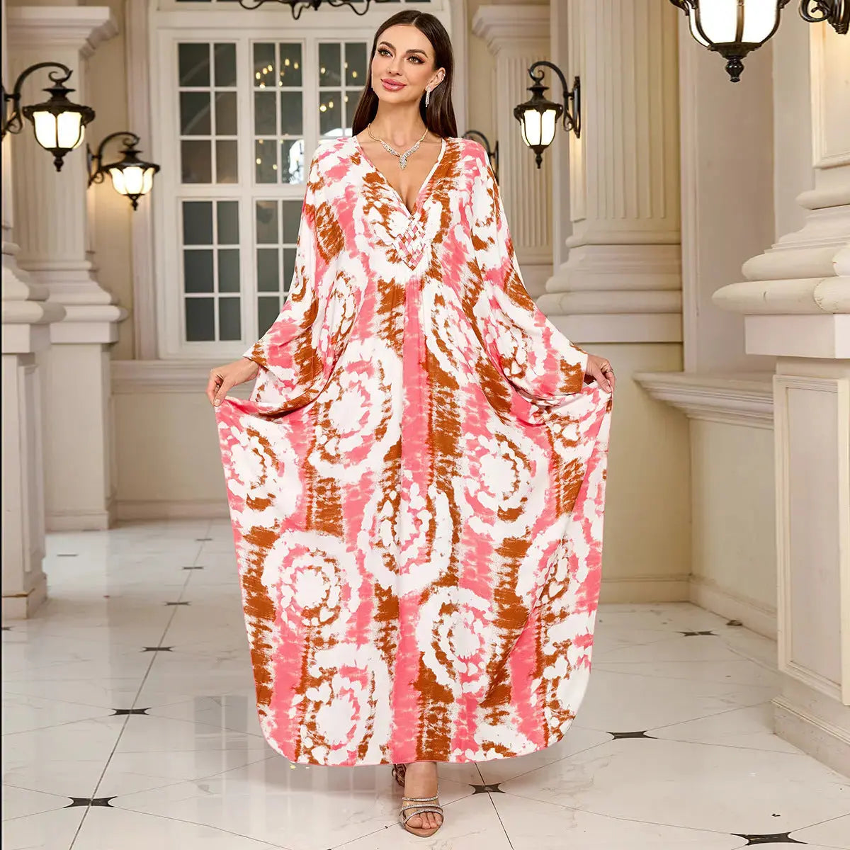 Cotton Printed Vacation Beach Long Dress for Women, Loose Long Dress, Bikini Cover-Up, Sun Protection Clothing My Store