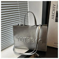 Embossed Letter Large Capacity Retro Shoulder Tote Bag My Store