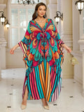 Cotton Printed Vacation Beach Long Dress for Women, Loose Long Dress, Bikini Cover-Up, Sun Protection Clothing My Store