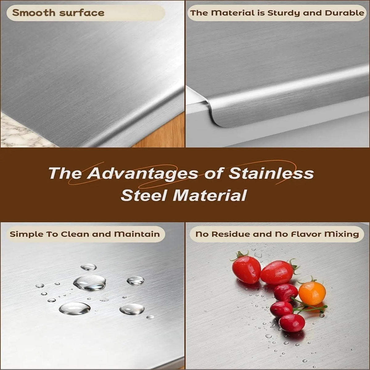 XXL 304 Stainless Steel Cutting Board  Anti-Slip & Mildew-Proof! No More Moldy Wooden Boards | Heavy-Duty & Food-Safe, Easy to Clean – Chop Meat, Knead Dough, Bake Prep All-in-One | Must-Have for Home Doba