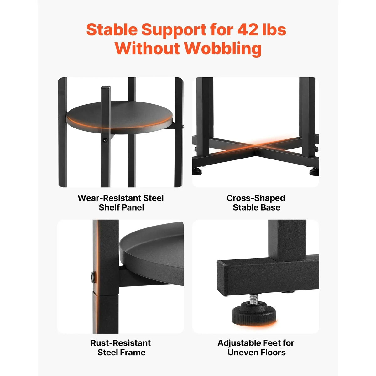 Water Dispenser Stand, 2 Tiers Water Jug Holder for 1 Bottle, Heavy Duty Jug Rack Organizer with Detachable Storage Shelf, Cross-Shaped Stable Base, for Kitchen, Office, Living Room, Black Doba
