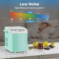 Countertop Ice Maker, Self-Cleaning Portable Ice Maker Machine with Handle and Ice Scoop, Bullet Ice Cubes, 9Pcs/6Min 26.5Lbs/24H for Home/Kitchen/Bar/Party, Green Doba