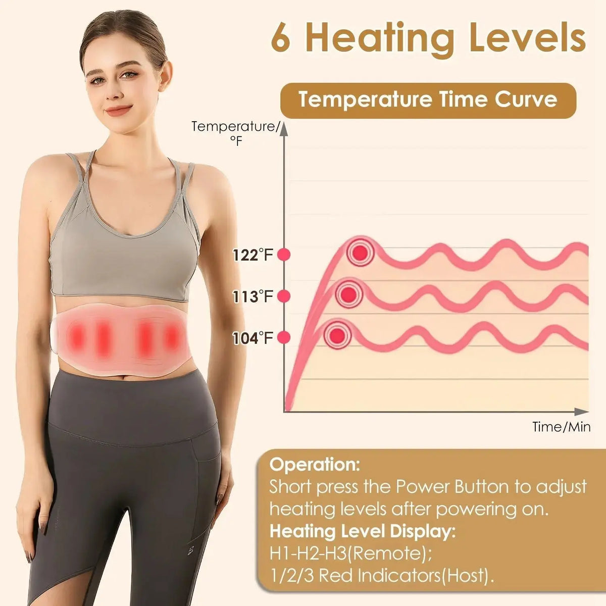 EMS Lower Back Massager Heating Pad Cordless Heating Pad for Back Belly Waist with Remote Magnetic Host 8 Modes 19 Intensity Levels 3 Heating Levels Doba