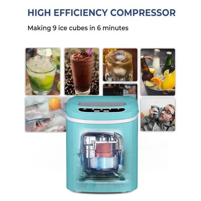 Mini Portable Electric Ice Maker Machine with Ice Scoop Doba