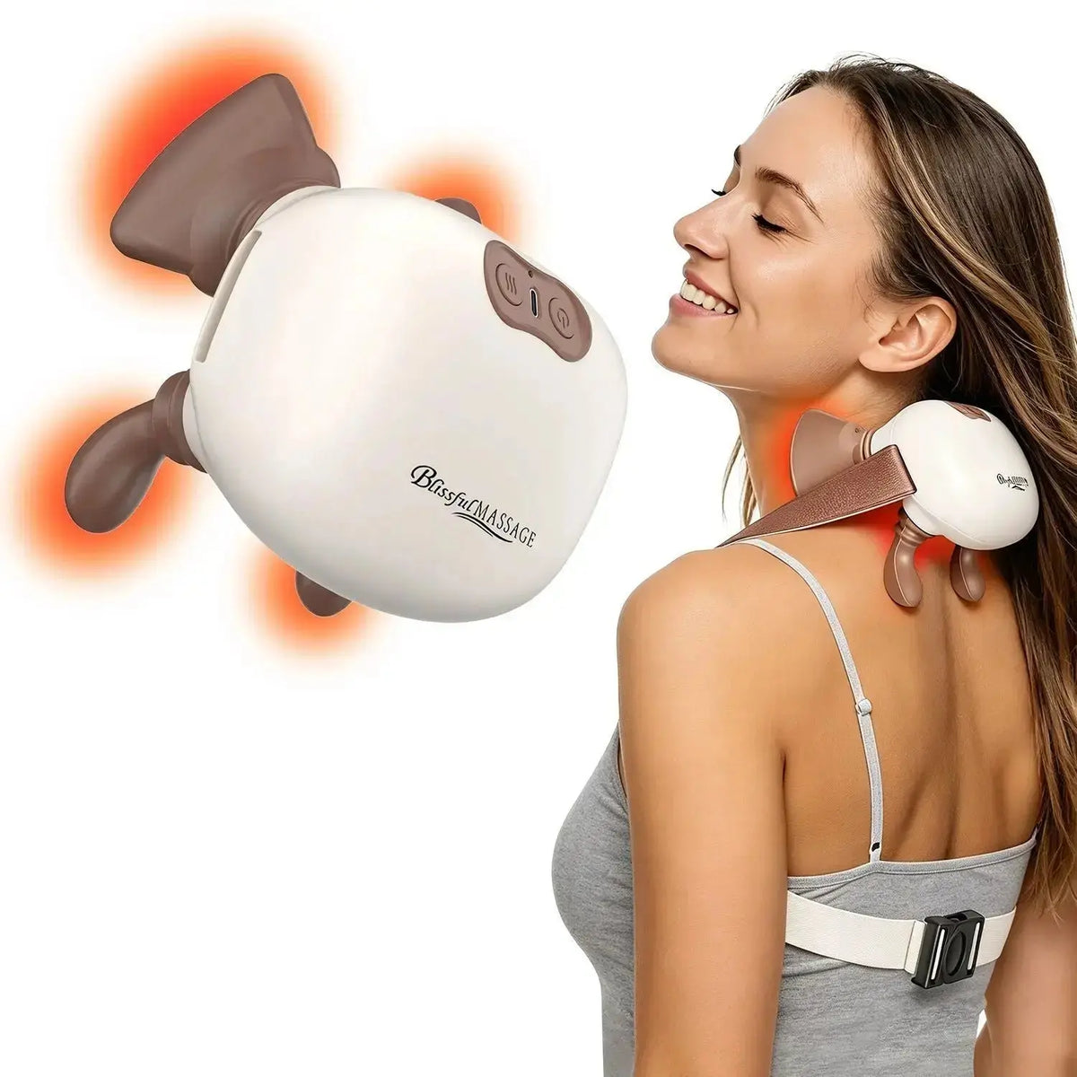 Human-Like Neck Massager With Heat Cordless Neck Massager for Pain Relief Deep Tissue Shiatsu Massager for for Neck Shoulders Back Legs Doba