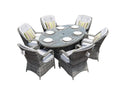 Direct Wicker Patio Wicker 7 Piece Oval Dining Set-Gray Doba