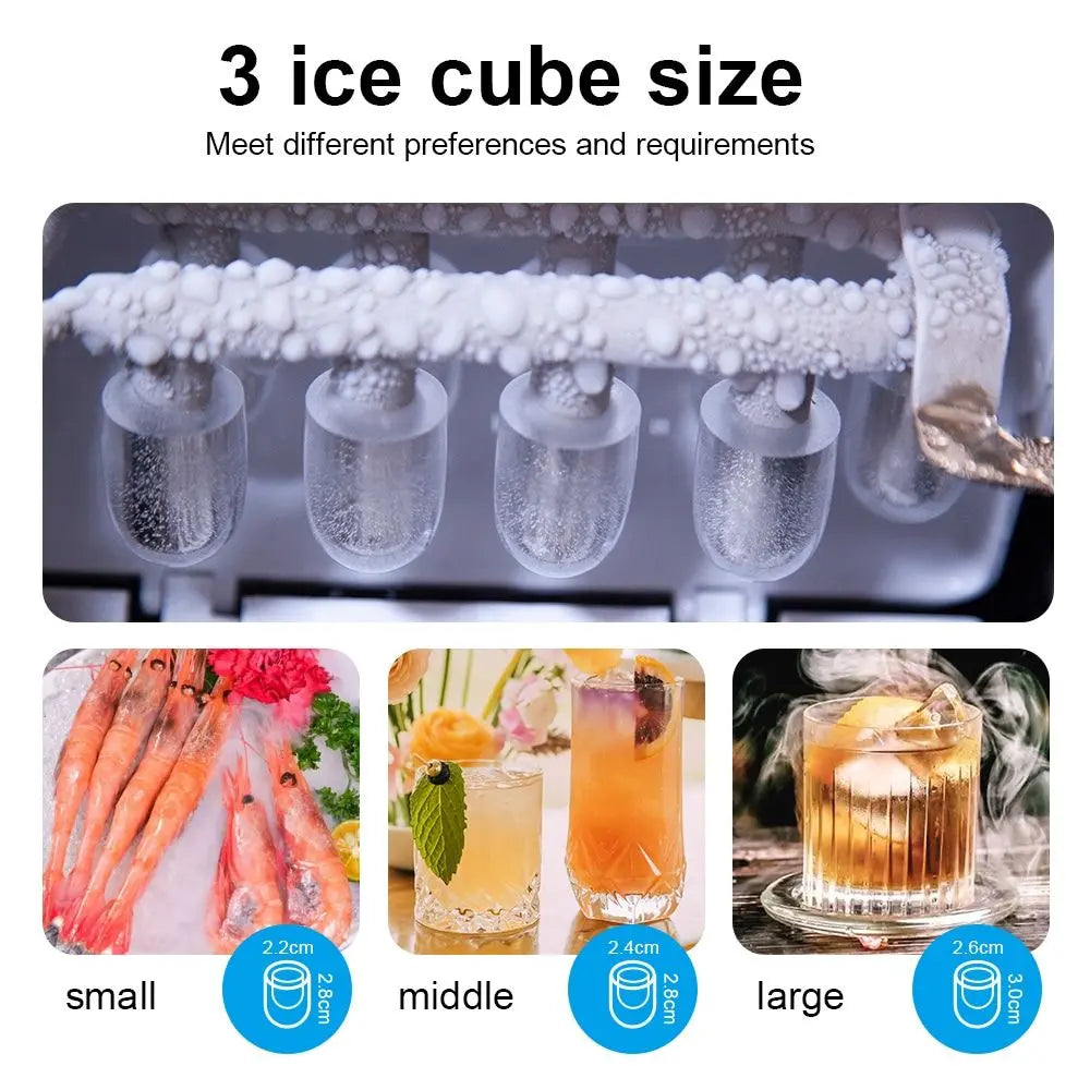 Countertop Ice Maker with 9 Bullet Ice in 7 Mins, Portable Ice Machine with Ice Scoop and Basket , 26.5lbs/24H, Self-Cleaning,Stainless,for Home Office Bar Party Doba