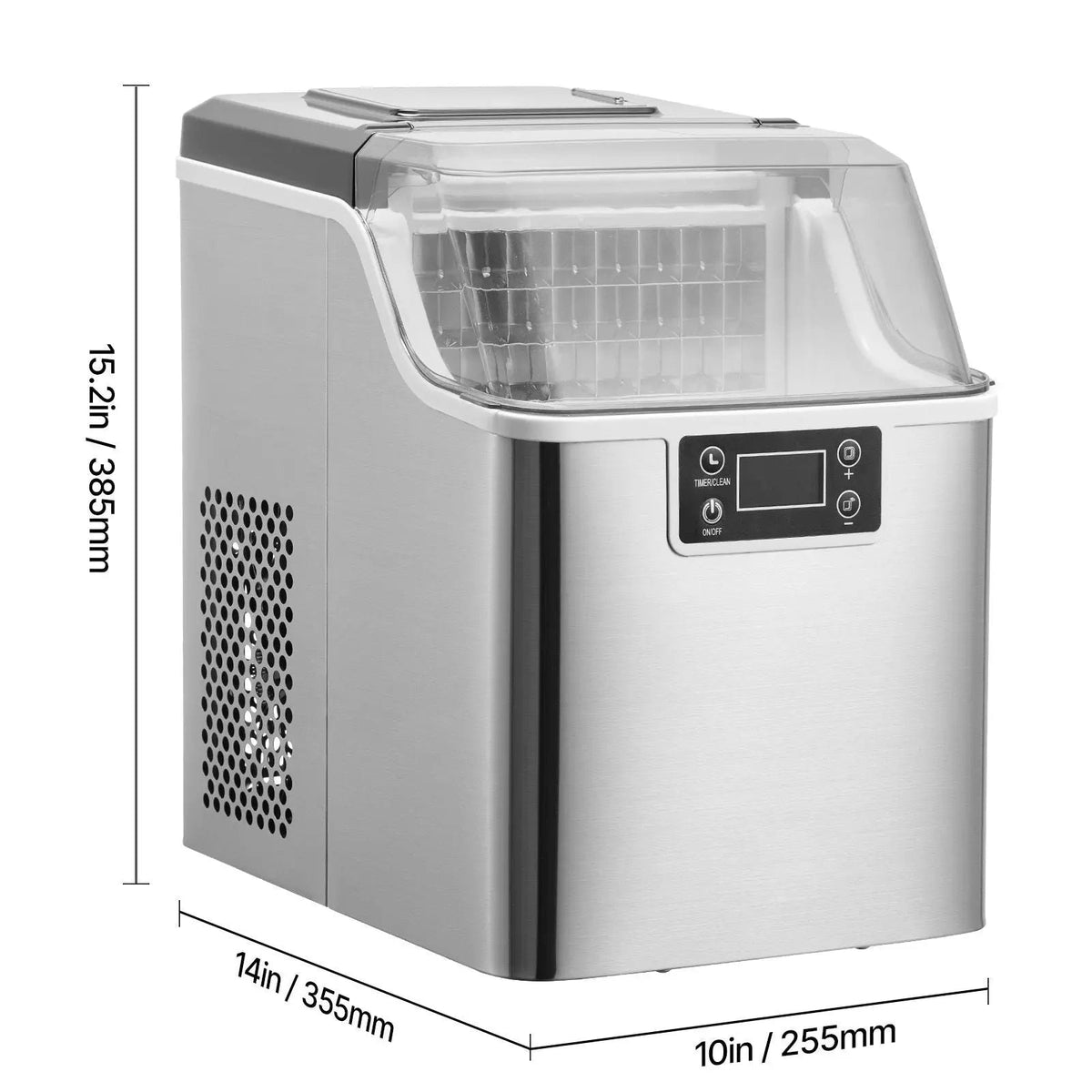 Countertop Ice Maker, 24 Cubes Ready in 15 Mins, 45lbs in 24Hrs, Self-Cleaning Portable Ice Maker with Ice Scoop and Basket, Ice Machine with 3 Sizes Ice Cube for Home Kitchen Office Party Doba