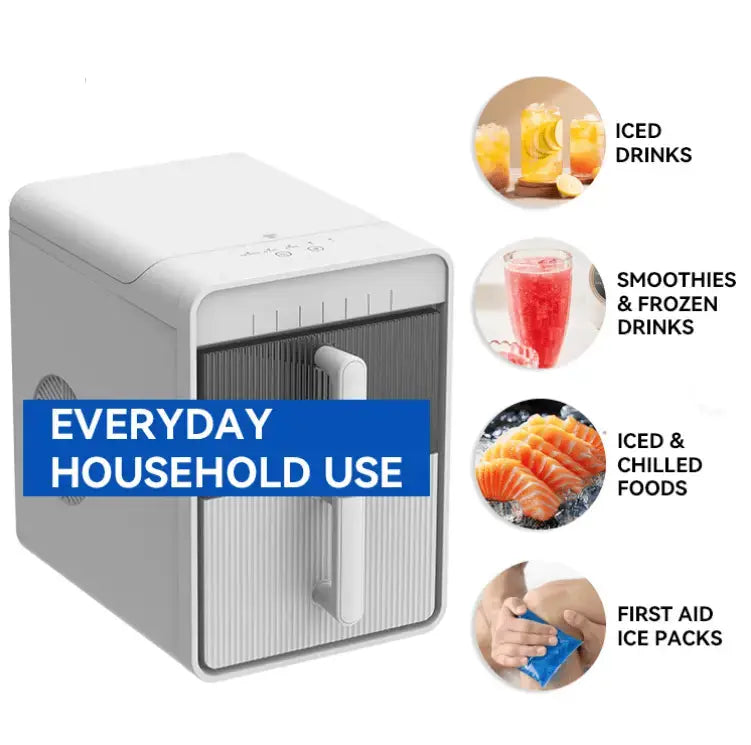 PSZBJ-K12  Automatic Ice Maker-Blue Storage Ice for Outdoor Camping. Features: 12kg/day capacity, PVC material (BPA-free), touch controls, quick ice-making, coffee ice cubes, car-friendly design, Doba