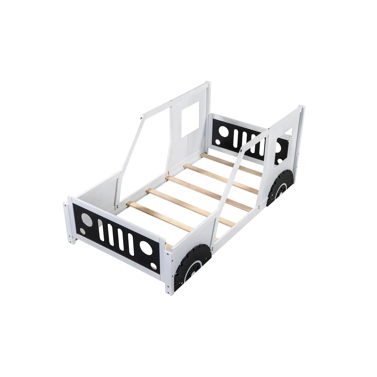 Twin Size Classic Car-Shaped Platform Bed with Wheels Doba