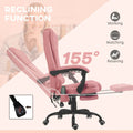 Pink Massage Office Chair High Back Executive Desk Chair with Vibration Massage Retractable Footrest 155 Degree Reclining Faux Leather Computer Chair for Home Office Doba