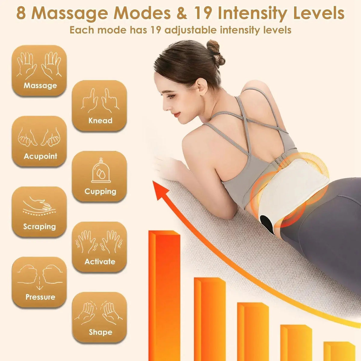 EMS Lower Back Massager Heating Pad Cordless Heating Pad for Back Belly Waist with Remote Magnetic Host 8 Modes 19 Intensity Levels 3 Heating Levels Doba