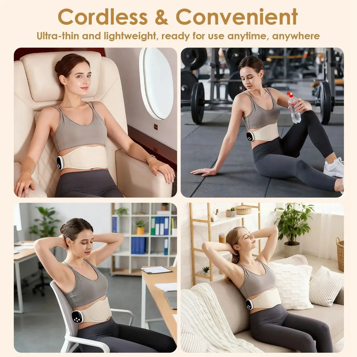 EMS Lower Back Massager Heating Pad Cordless Heating Pad for Back Belly Waist with Remote Magnetic Host 8 Modes 19 Intensity Levels 3 Heating Levels Doba