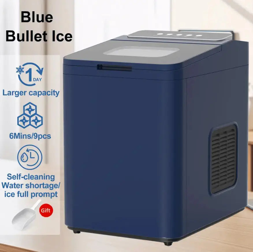 PSZ6D Automatic Ice Maker-Home & Outdoor Camping Ice Maker with Bullet Ice Technology. 12kg/day capacity, PVC material (BPA-free), touch-sensitive buttons, instant ice production, coffee ice cubes Doba