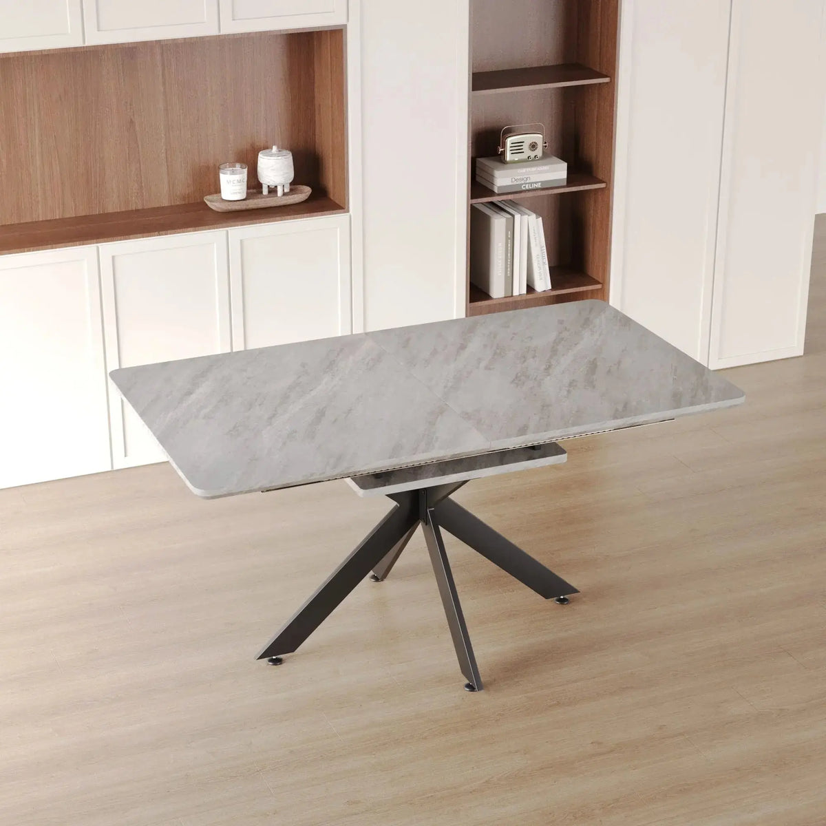 62.4" extendable 78.15" dining Table Set for 6-8 Person for Dining Room,C-shaped Tube Soft padded armless dining chair and Very large Dining Room Table Kitchen Table Chair Set with metal Legs Doba