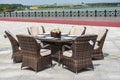 Direct Wicker Patio Wicker 7 Piece Oval Dining Set-Gray Doba