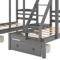 Full over Twin & Twin Bunk Bed,Triple Bunk Bed with Drawers, Gray Doba