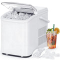 Countertop Ice Maker, Self-Cleaning Portable Ice Maker Machine with Handle and Ice Scoop 9Pcs/6Min 26.5Lbs/24H White Doba