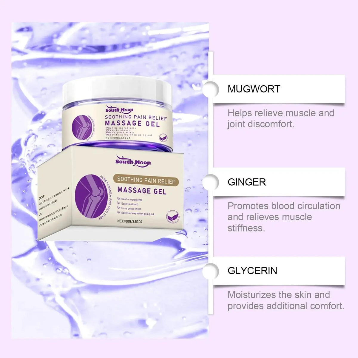 Herbal Body Massage Gel Mild Plant Extract Skin Soothing Care Cream for Shoulder Neck Waist Leg Daily Home Body Rub Moisturizing Massage Ointment 100g Doba