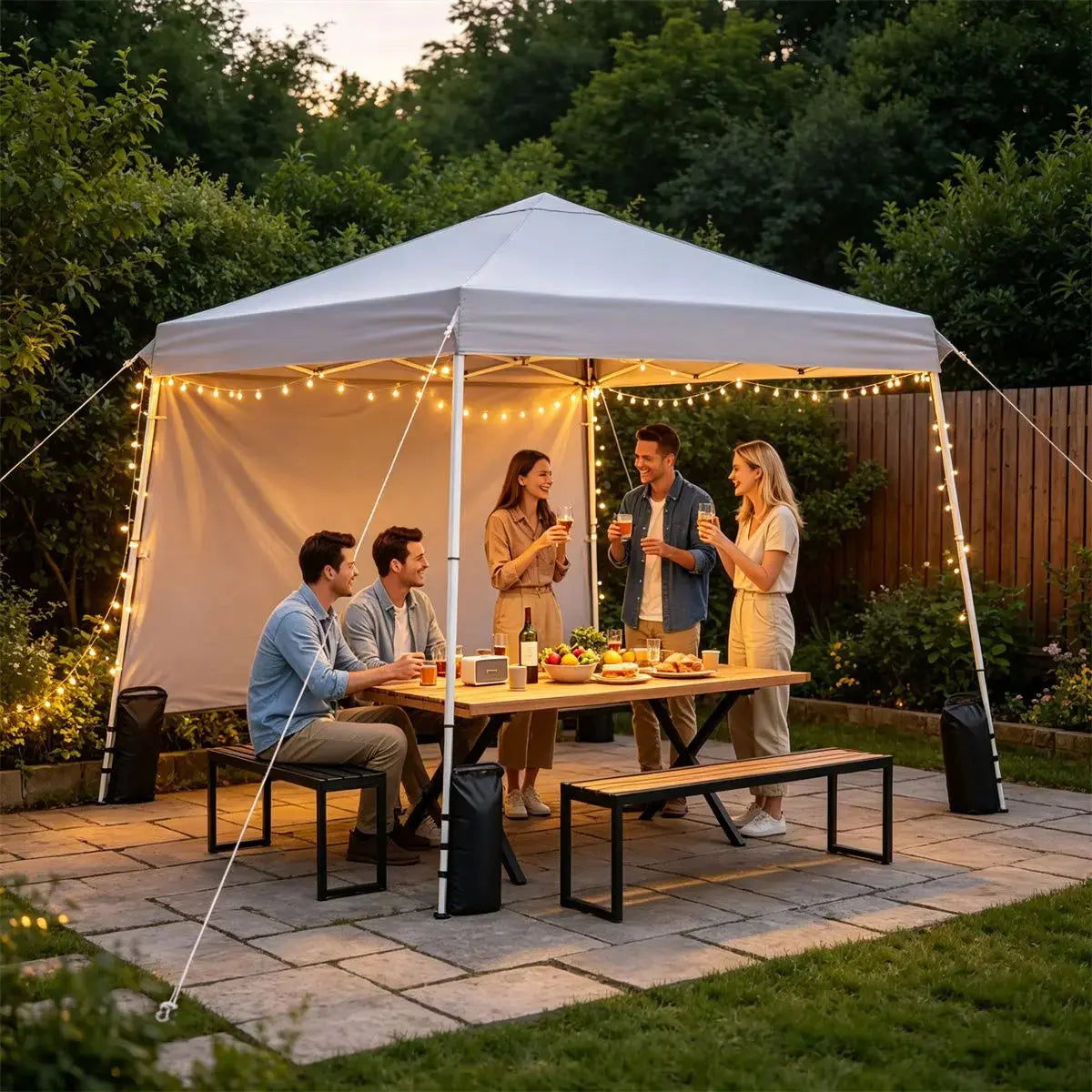 Adjustable 9x9 Outdoor Canopy Tent with Waterproof Sidewalls and UPF 50+ Protection Doba