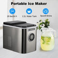 Countertop Ice Maker with 9 Bullet Ice in 7 Mins, Portable Ice Machine with Ice Scoop and Basket , 26.5lbs/24H, Self-Cleaning,Stainless,for Home Office Bar Party Doba