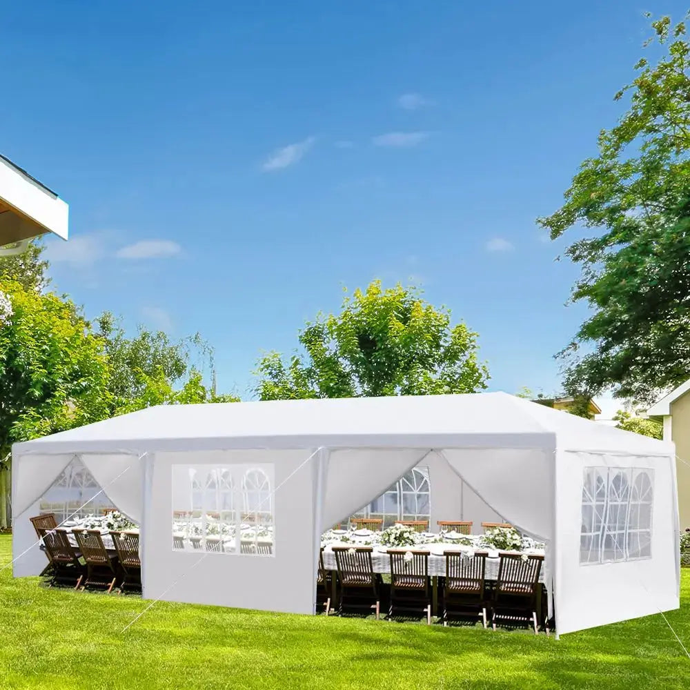 10'x30' Outdoor Party Tent with 8 Removable Sidewalls, Waterproof Canopy Patio Wedding Gazebo, White (self-pickup ONLY) Doba