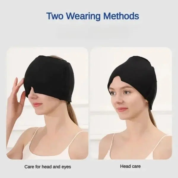 360° Massage Migraine Relief Hat Stress Relief Eye Mask Gel Hot Cold Therapy Headache Pain Relief Cap  Ice Head Wrap for Headache and Puffy Eyes Doba