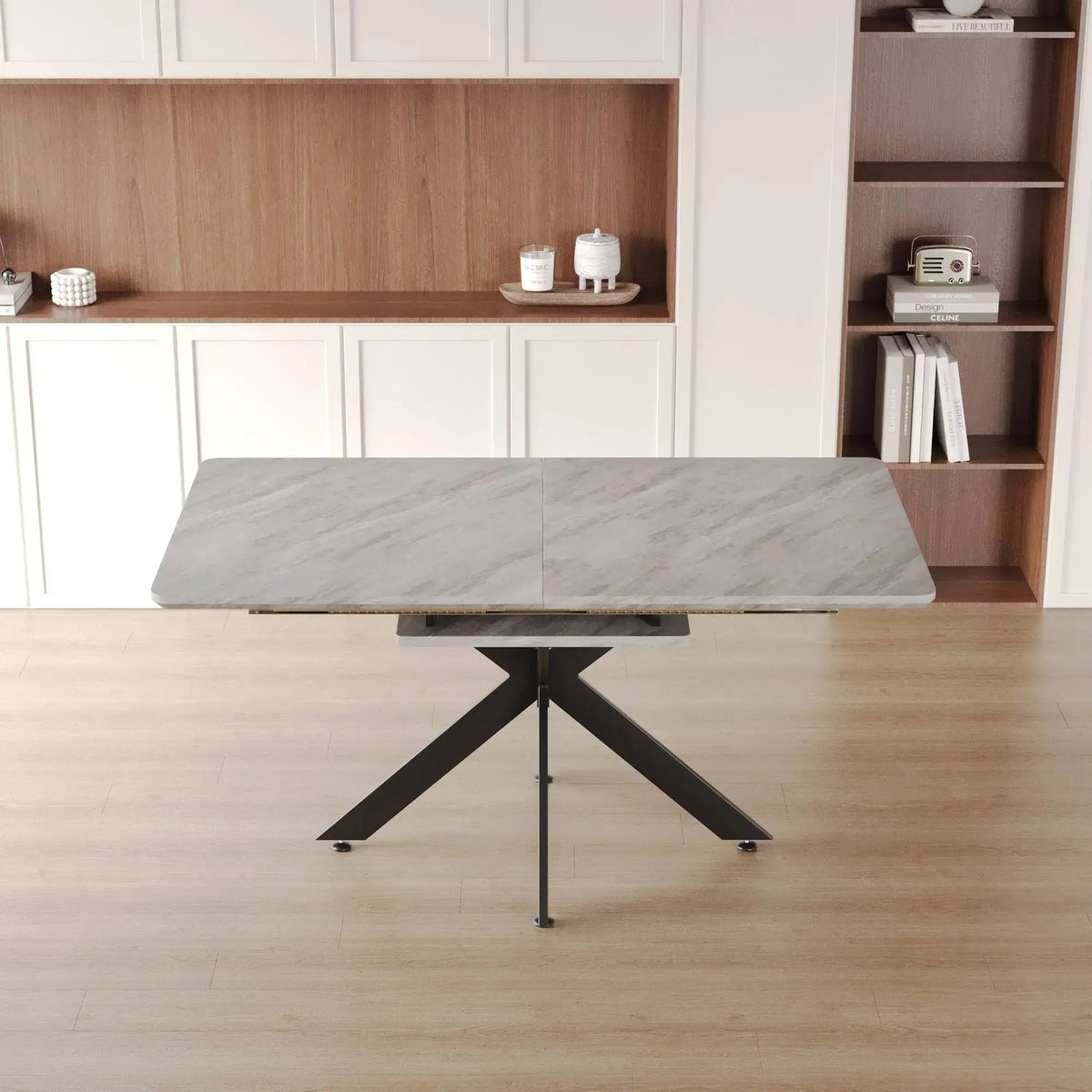 62.4" extendable 78.15" dining Table Set for 6-8 Person for Dining Room,C-shaped Tube Soft padded armless dining chair and Very large Dining Room Table Kitchen Table Chair Set with metal Legs Doba