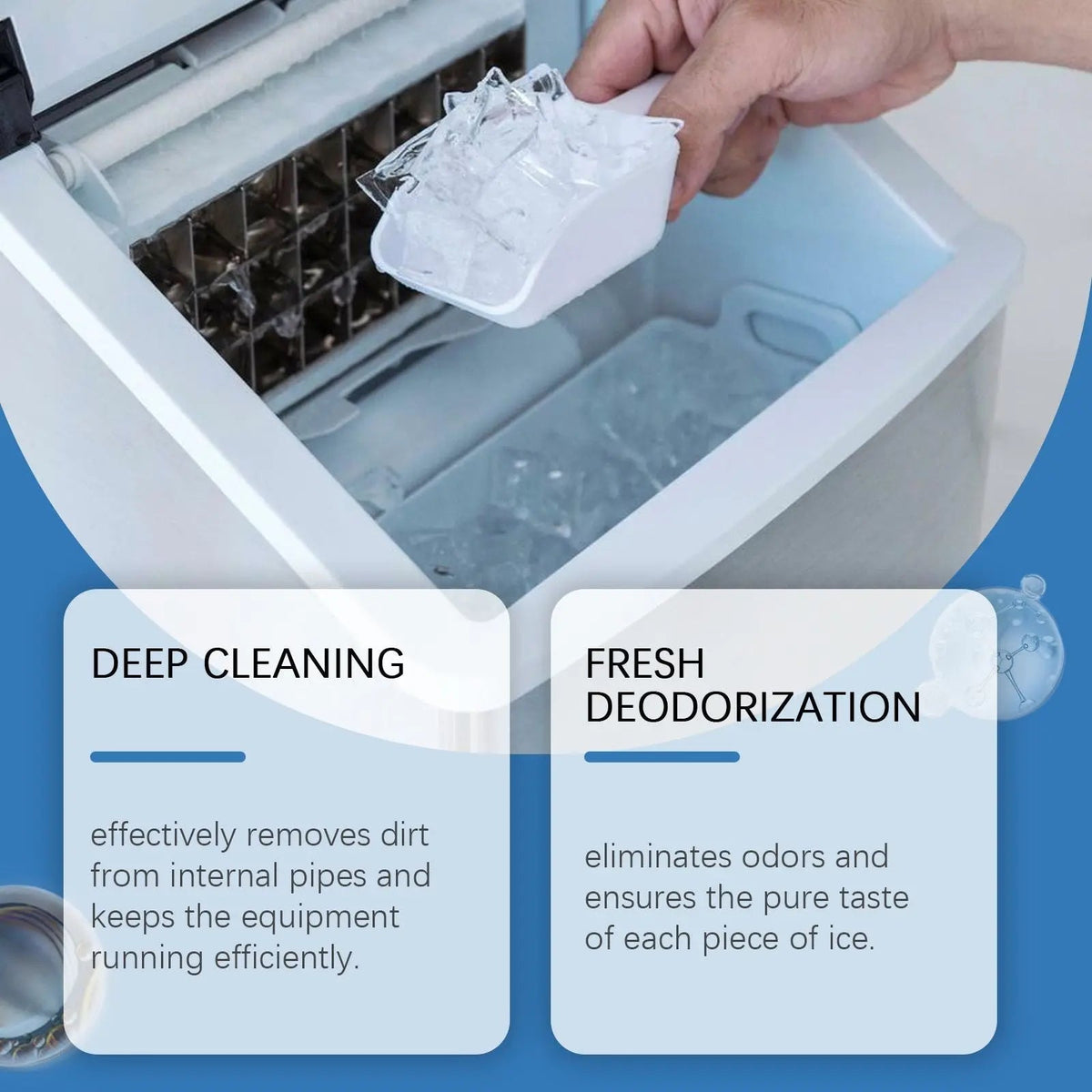 Ice Maker Cleaning Tablets, Descaling & Deodorizing Cleanser for Portable Undercounter Countertop Ice Machines, Efficient Mineral Scale Stain Remover, 12 Pack Doba