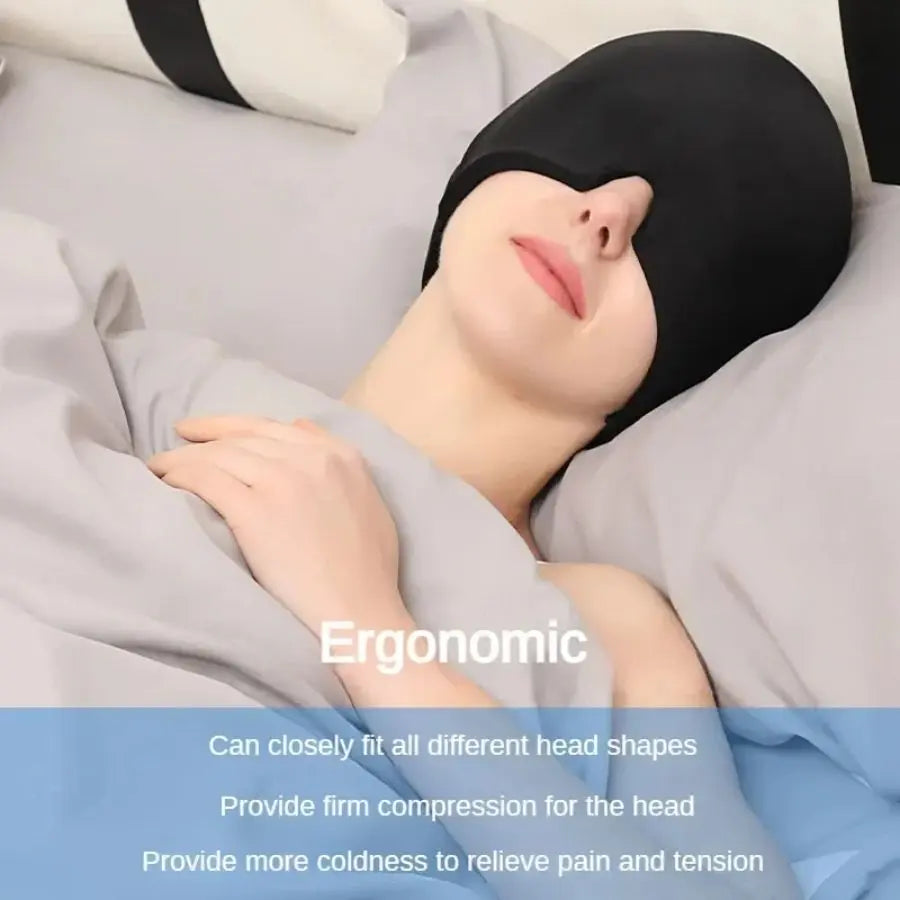 360° Massage Migraine Relief Hat Stress Relief Eye Mask Gel Hot Cold Therapy Headache Pain Relief Cap  Ice Head Wrap for Headache and Puffy Eyes Doba