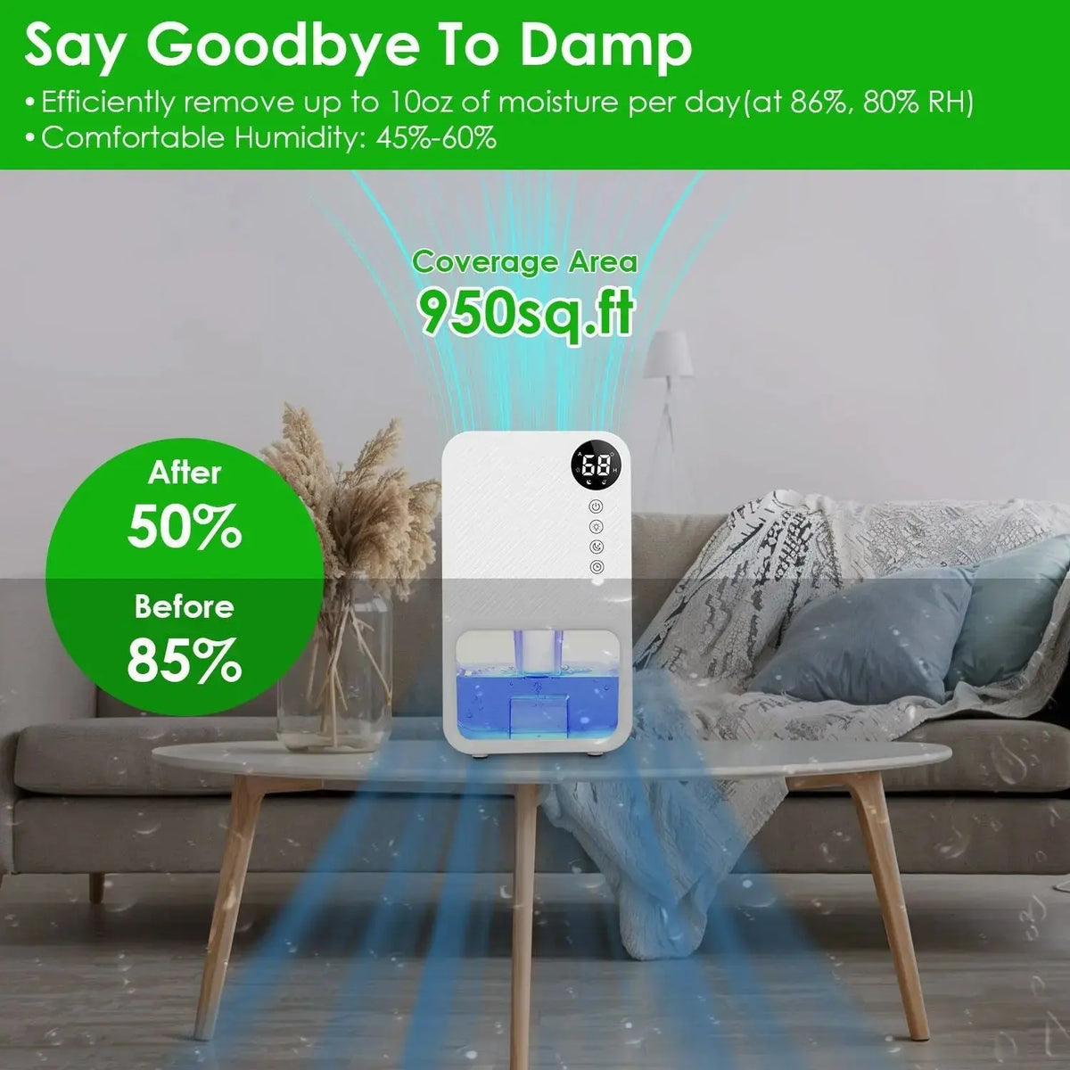 Portable Small Dehumidifier with Humidity Display, 10oz Moisture Removal per Day, 1.1L Water Tank, 1-24H Timer & 7-Color Night Light for Bathroom RV Closet Doba