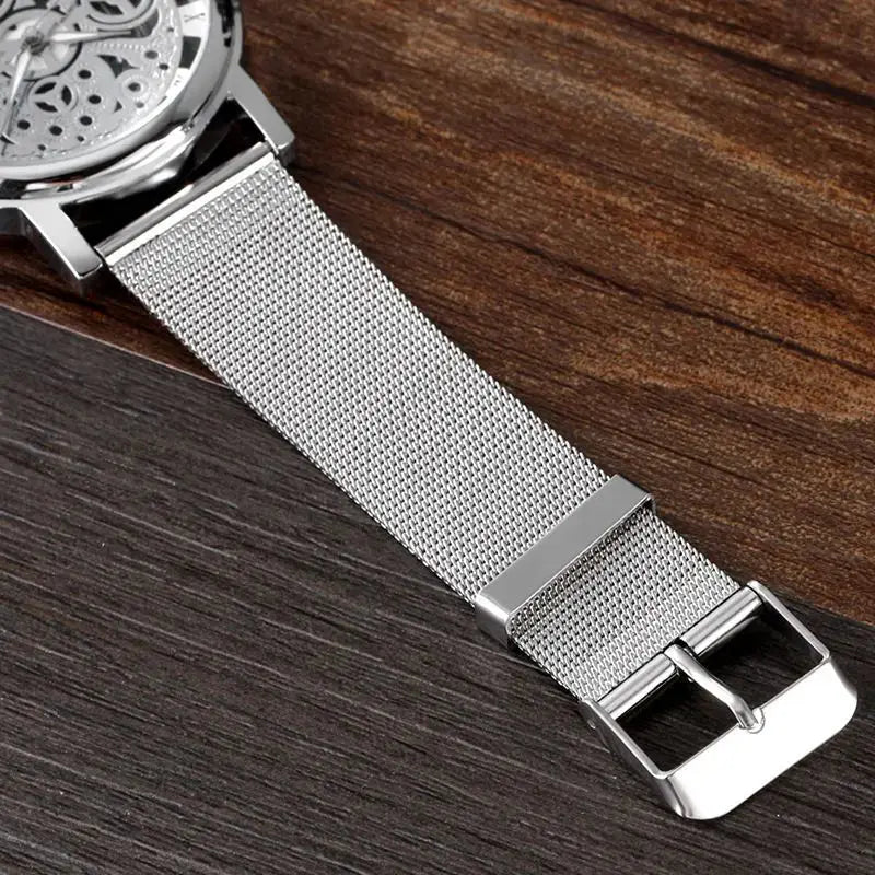 Men's Transparent Cutout Roman Mesh Quartz Watch Doba