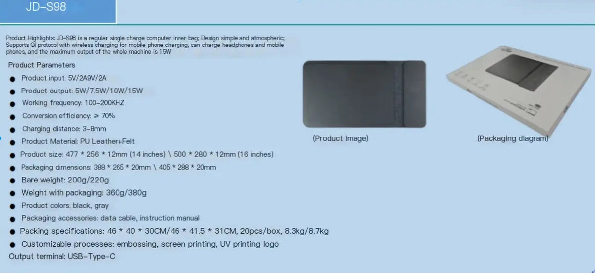 5in1 Wireless Charging Laptop Sleeve Velmora