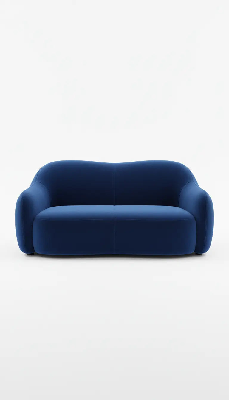 Sculptural blue velvet sofa Velmora